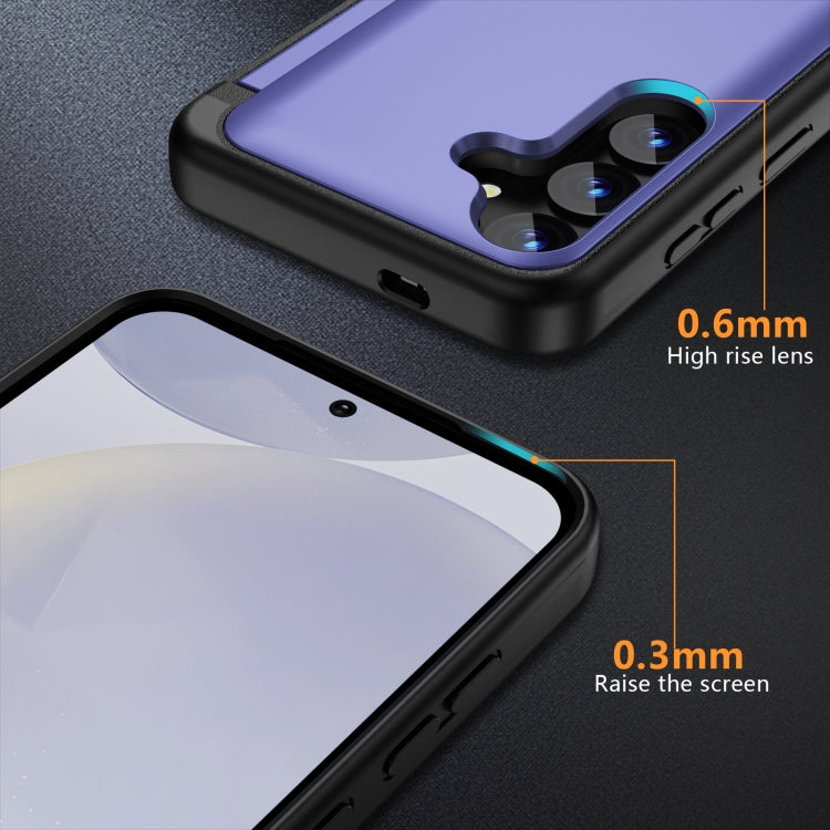 For Samsung Galaxy S24 5G 3 in 1 Flip Holder Phone Case(Light Purple)