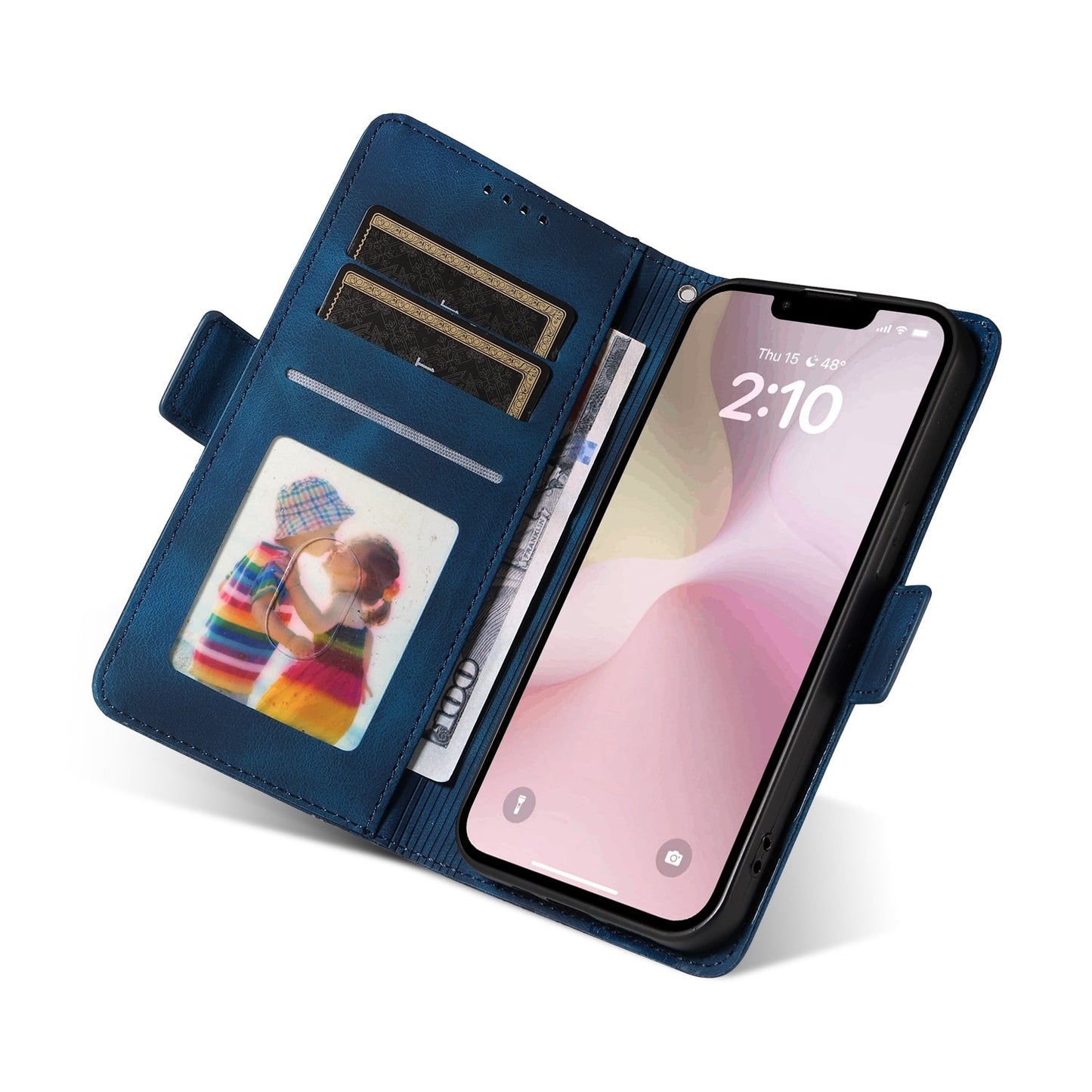 For iPhone 16e Embossed Rhombus Starry Leather Phone Case(Blue)