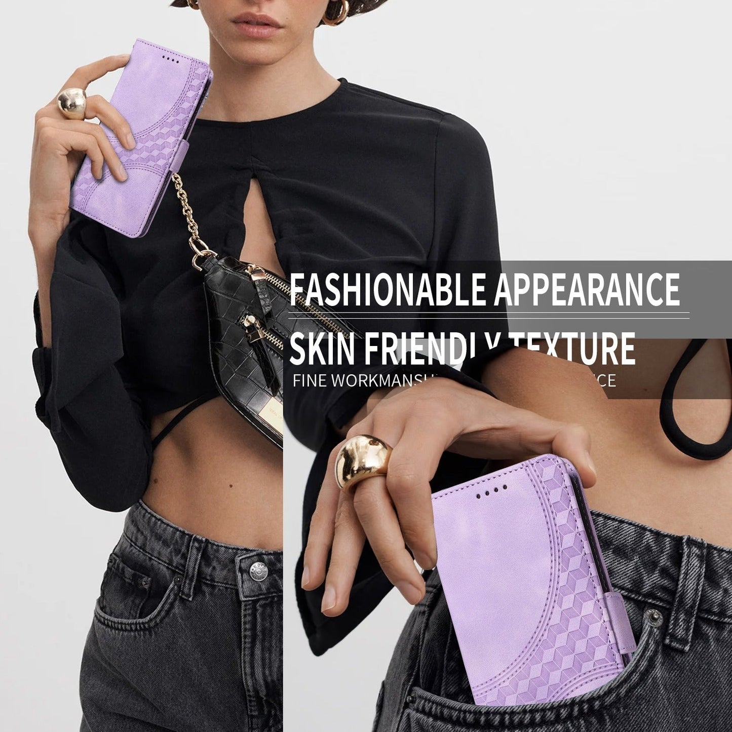 For iPhone 16e Embossed Rhombus Starry Leather Phone Case(Purple)