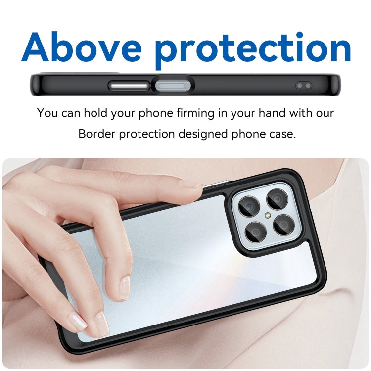 For Honor X8 5G Colorful Series Acrylic Hybrid TPU Phone Case(Black)