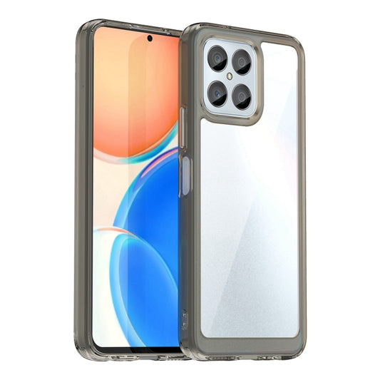 For Honor X8 5G Colorful Series Acrylic Hybrid TPU Phone Case(Transparent Grey)