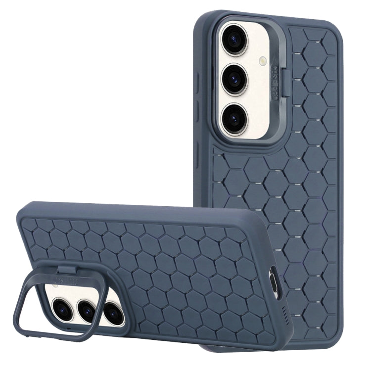 For Samsung Galaxy S24 5G Honeycomb Radiating Lens Holder Magsafe Phone Case(Blue)