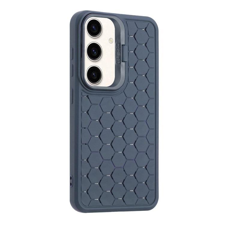 For Samsung Galaxy S24 5G Honeycomb Radiating Lens Holder Magsafe Phone Case(Blue)