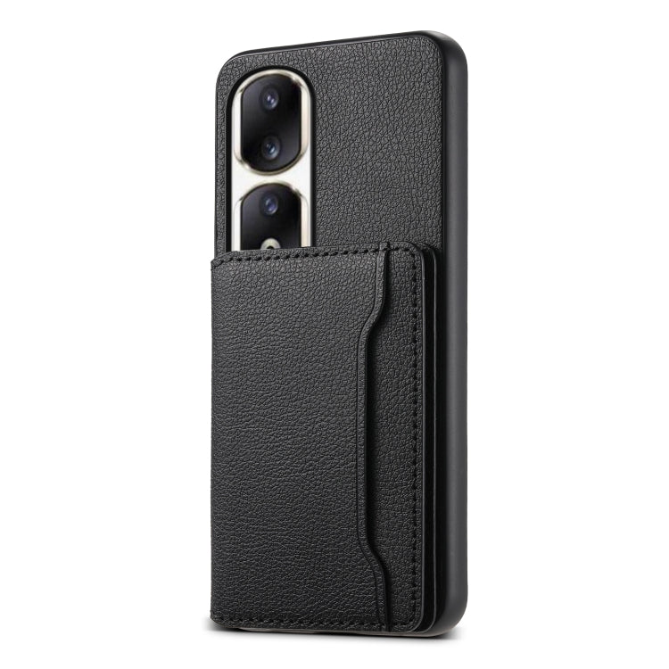 For Honor 90 Pro Calf Texture Card Bag Design Full Coverage Phone Case(Black)