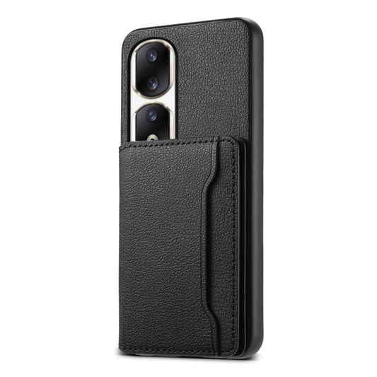 For Honor 90 Pro Calf Texture Card Bag Design Full Coverage Phone Case(Black)