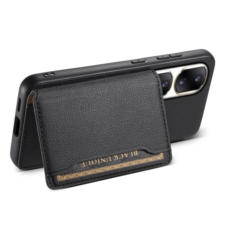 For Honor 90 Pro Calf Texture Card Bag Design Full Coverage Phone Case(Black)