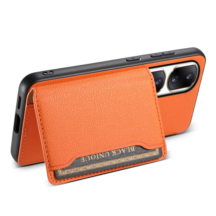 For Honor 90 Pro Calf Texture Card Bag Design Full Coverage Phone Case(Orange)