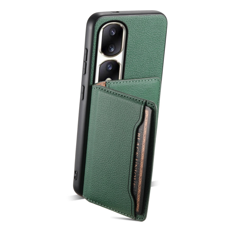 For Honor 90 Pro Calf Texture Card Bag Design Full Coverage Phone Case(Green)