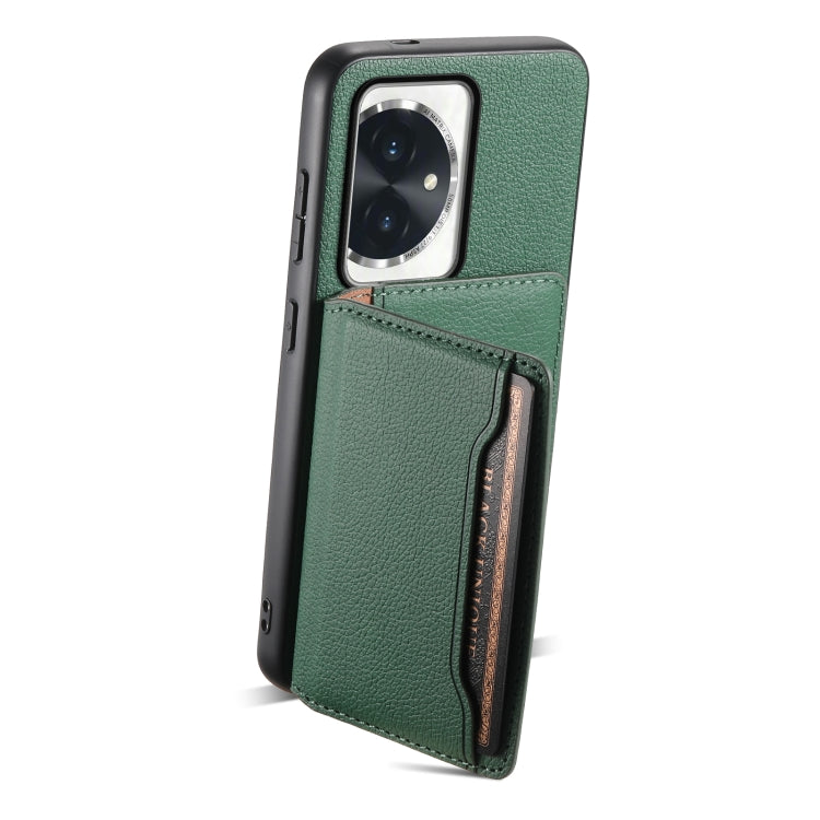 For Honor 100 Calf Texture Card Bag Design Full Coverage Phone Case(Green)