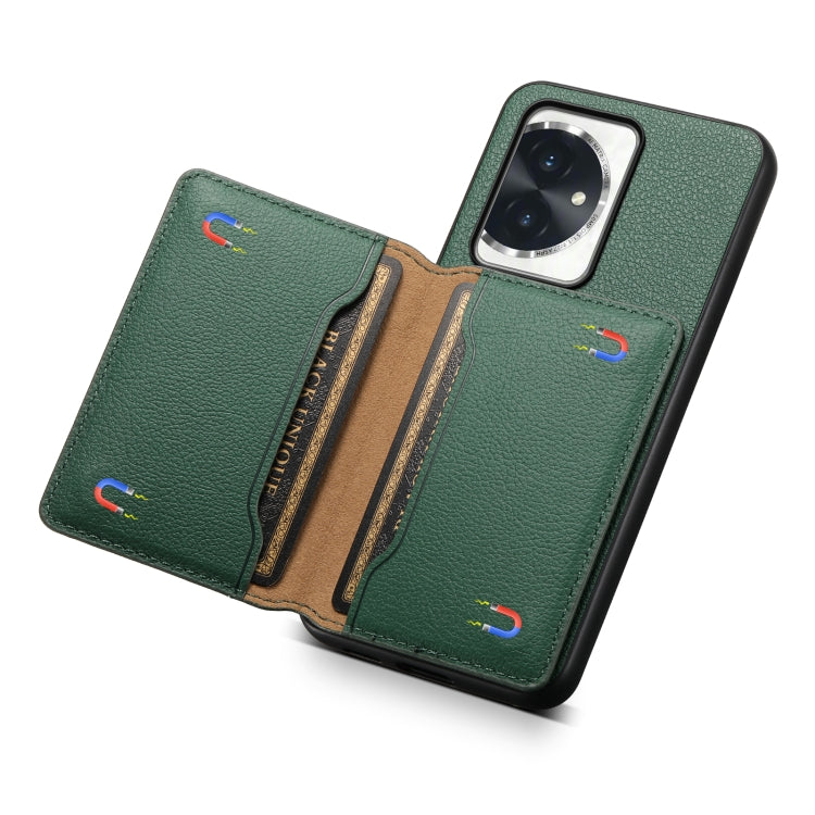For Honor 100 Calf Texture Card Bag Design Full Coverage Phone Case(Green)