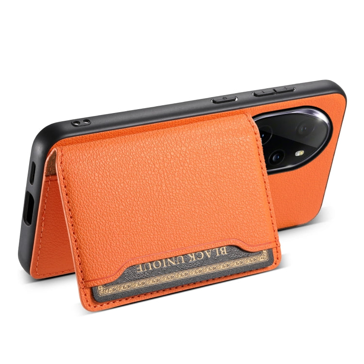 For Honor 100 Pro Calf Texture Card Bag Design Full Coverage Phone Case(Orange)