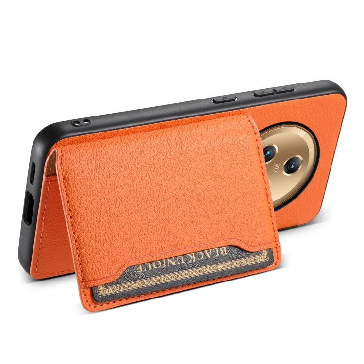 For Honor Magic5 Calf Texture Card Bag Design Full Coverage Phone Case(Orange)