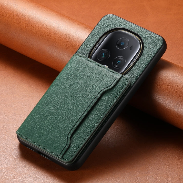 For Honor Magic5 Ultimate Calf Texture Card Bag Design Full Coverage Phone Case(Green)