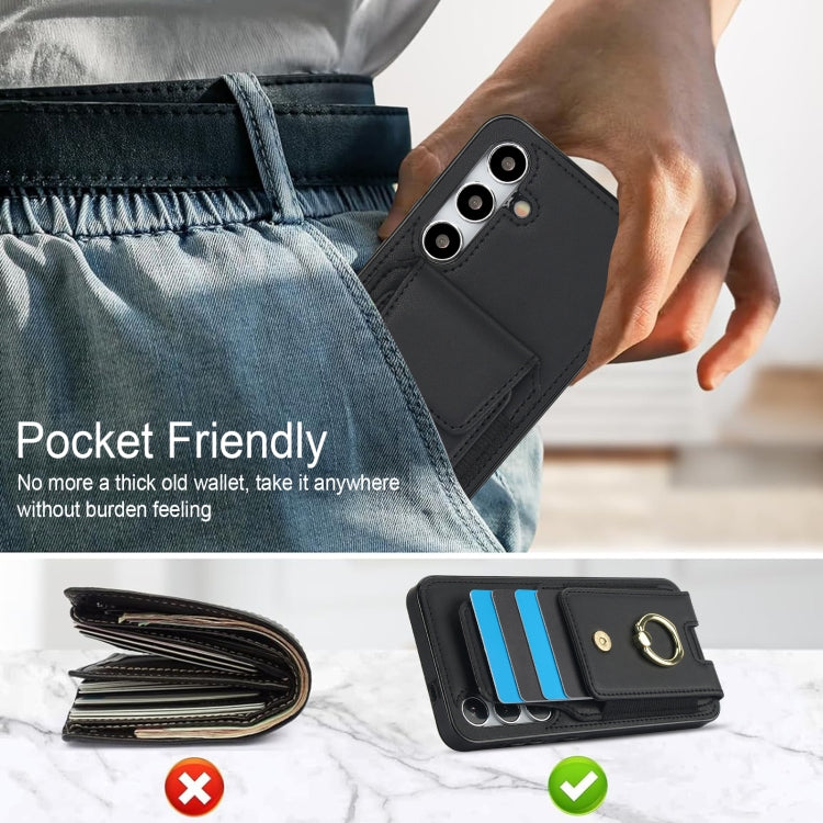 For Samsung Galaxy S24 5G Elastic Card Bag Ring Holder Phone Case(Black)