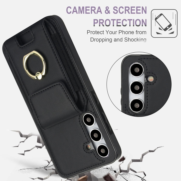 For Samsung Galaxy S24 5G Elastic Card Bag Ring Holder Phone Case(Black)