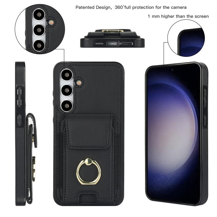 For Samsung Galaxy S24 5G Elastic Card Bag Ring Holder Phone Case(Black)