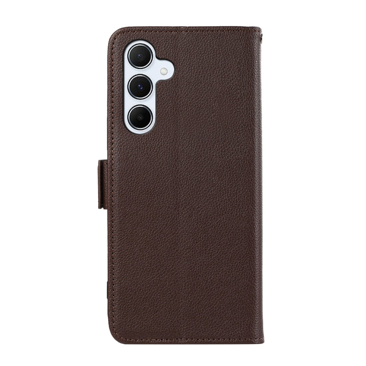 For Samsung Galaxy S24 5G ABEEL Side-Magnetic Litchi Pattern Leather RFID Phone Case(Brown)