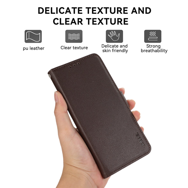 For Samsung Galaxy S24 5G ABEEL Side-Magnetic Litchi Pattern Leather RFID Phone Case(Brown)