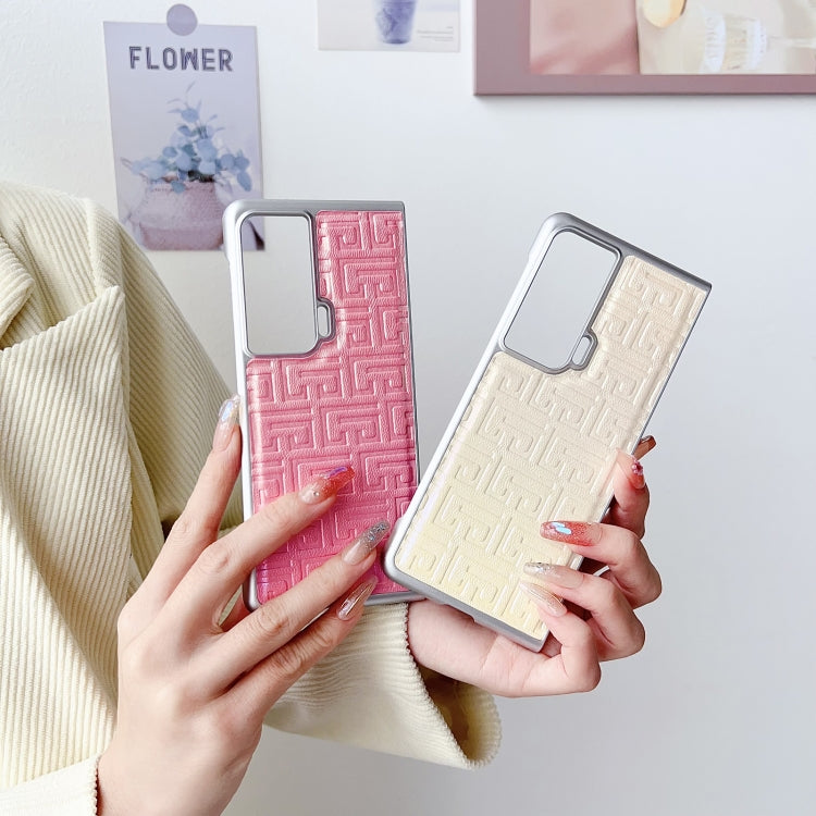For Honor Magic Vs Pearlescent Paint Gradient Geometric Leather Phone Case(Pink)
