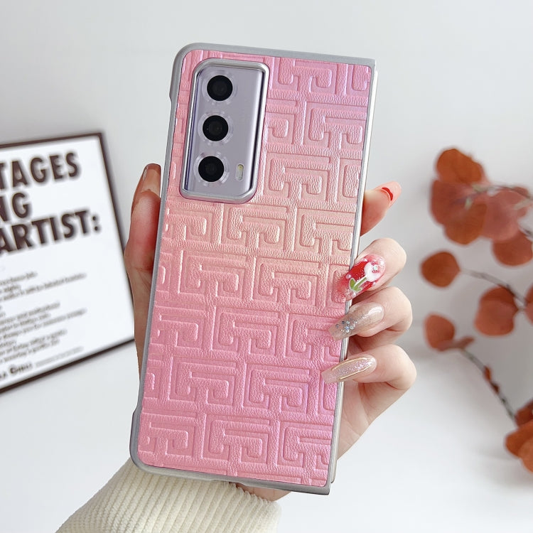 For Honor Magic Vs2 Pearlescent Paint Gradient Geometric Leather Phone Case(Pink)