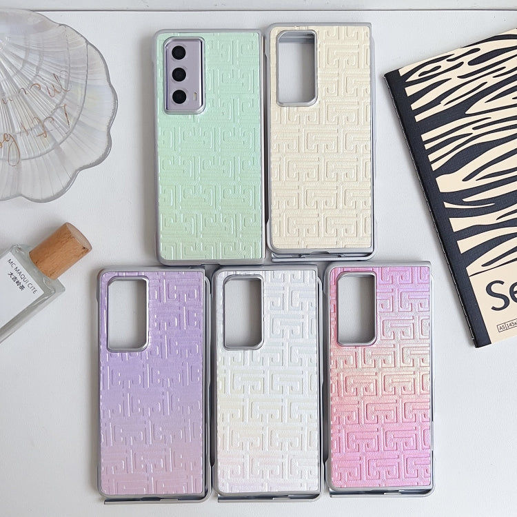 For Honor Magic Vs2 Pearlescent Paint Gradient Geometric Leather Phone Case(Pink)