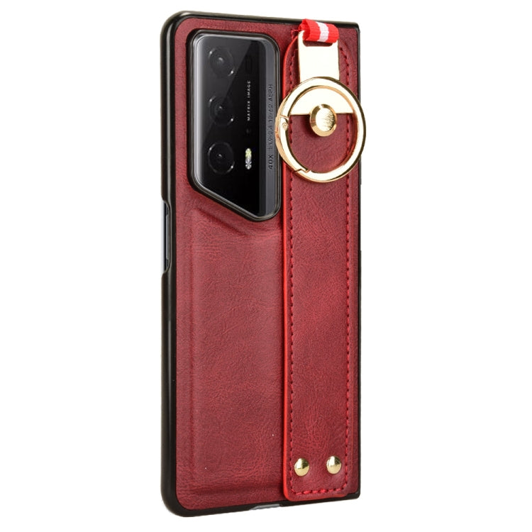 For Honor Magic V2 RSR Porsche Design Wristband Leather Back Phone Case(Red)
