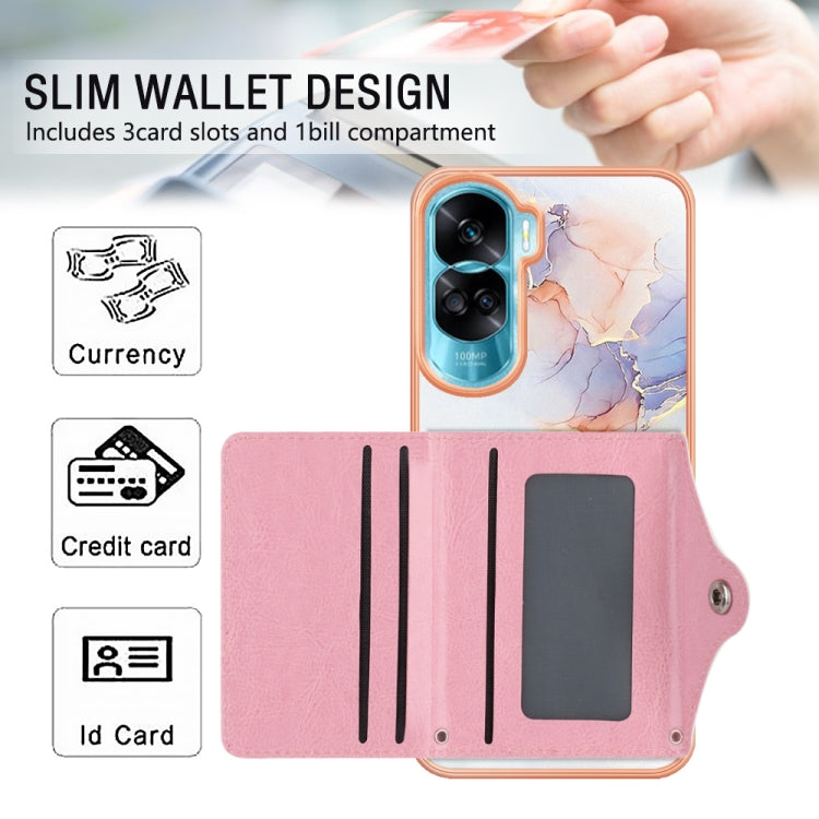 For Honor 90 Lite 5G Marble Pattern IMD Card Slot Phone Case(Galaxy Marble White)