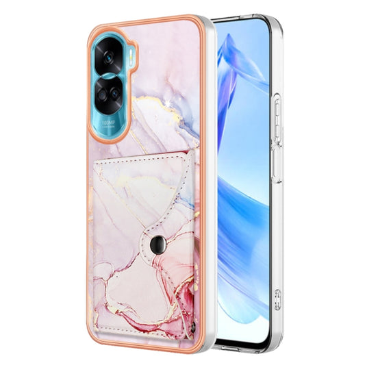 For Honor 90 Lite 5G Marble Pattern IMD Card Slot Phone Case(Rose Gold)