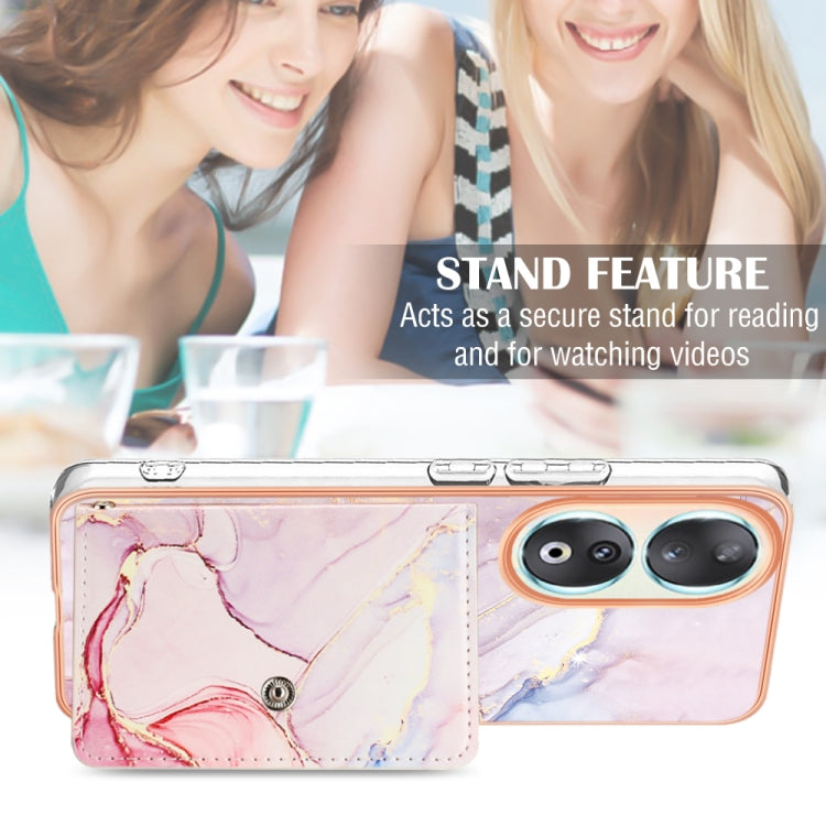 For Honor 90 5G Marble Pattern IMD Card Slot Phone Case(Rose Gold)