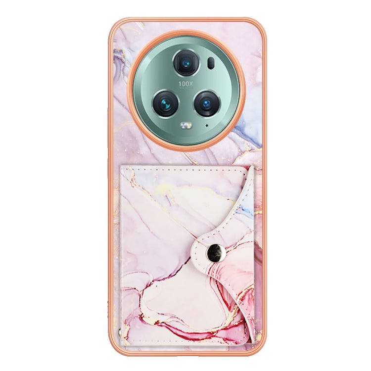 For Honor Magic5 Pro Marble Pattern IMD Card Slot Phone Case(Rose Gold)