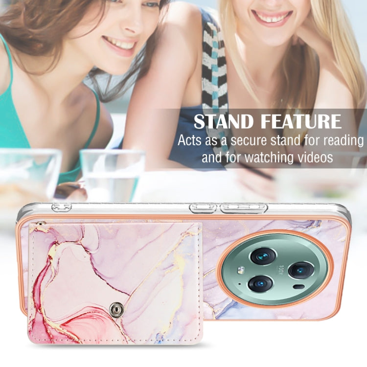 For Honor Magic5 Pro Marble Pattern IMD Card Slot Phone Case(Rose Gold)