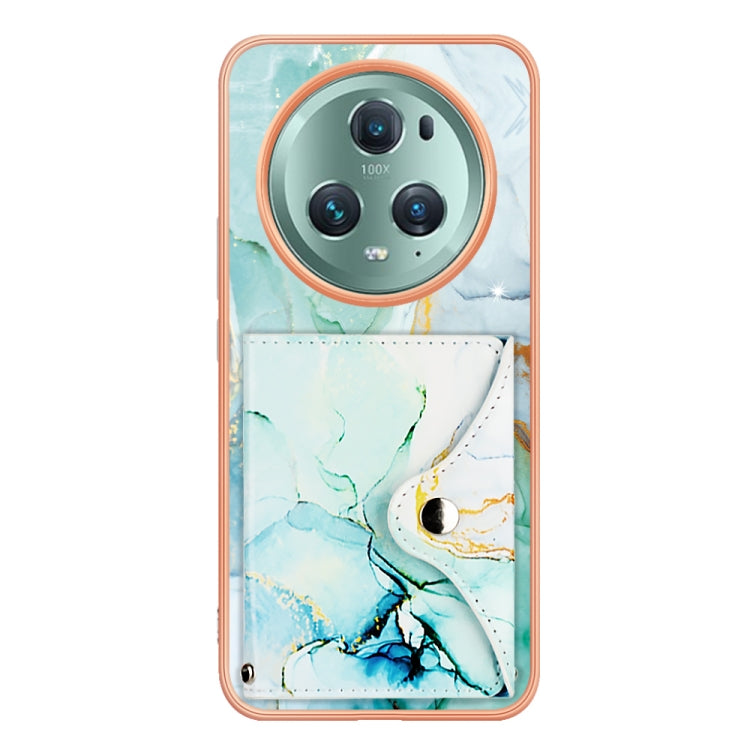 For Honor Magic5 Pro Marble Pattern IMD Card Slot Phone Case(Green)