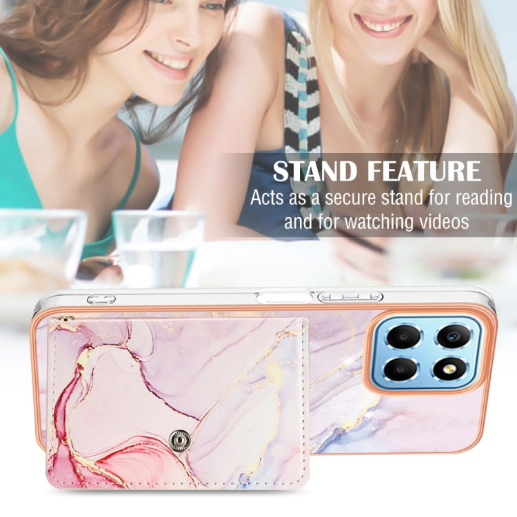 For Honor X8 5G / X6 4G Marble Pattern IMD Card Slot Phone Case(Rose Gold)