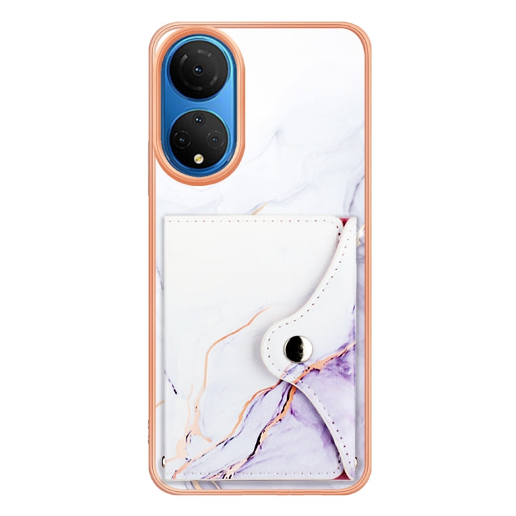 For Honor X7 Marble Pattern IMD Card Slot Phone Case(White Purple)