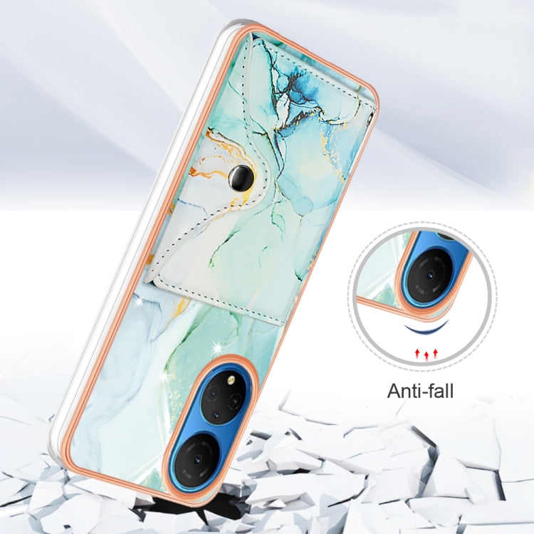For Honor X7 Marble Pattern IMD Card Slot Phone Case(Green)