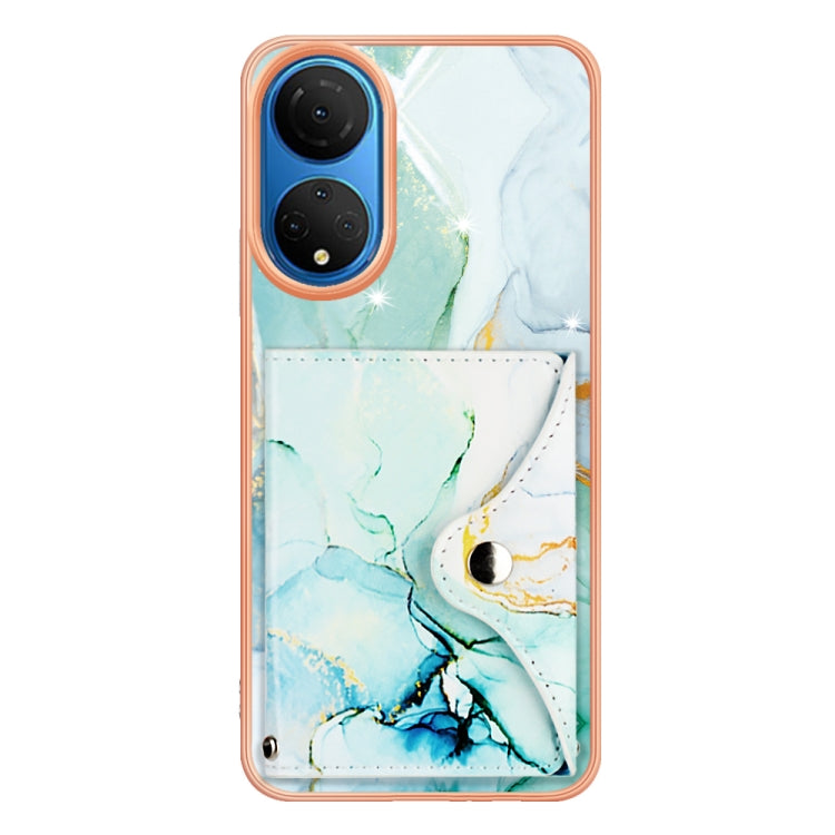 For Honor X7 Marble Pattern IMD Card Slot Phone Case(Green)