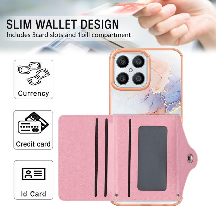 For Honor X8 4G Marble Pattern IMD Card Slot Phone Case(Galaxy Marble White)