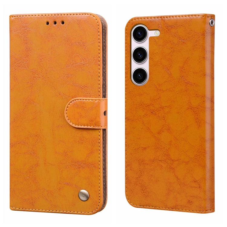 For Samsung Galaxy S24 Oil Wax Texture Shockproof Flip Leather Phone Case(Yellow)
