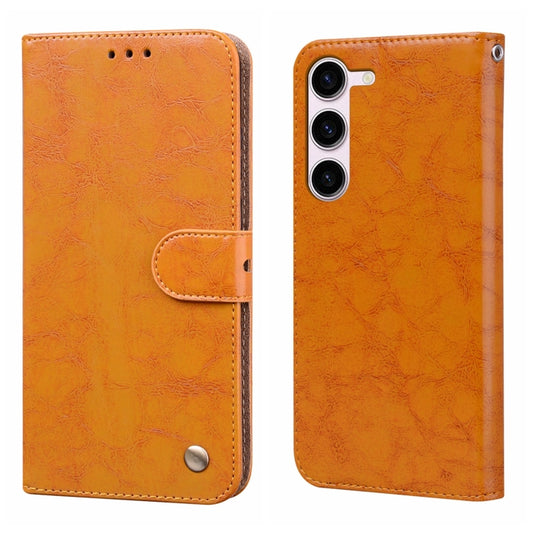 For Samsung Galaxy S24 Oil Wax Texture Shockproof Flip Leather Phone Case(Yellow)