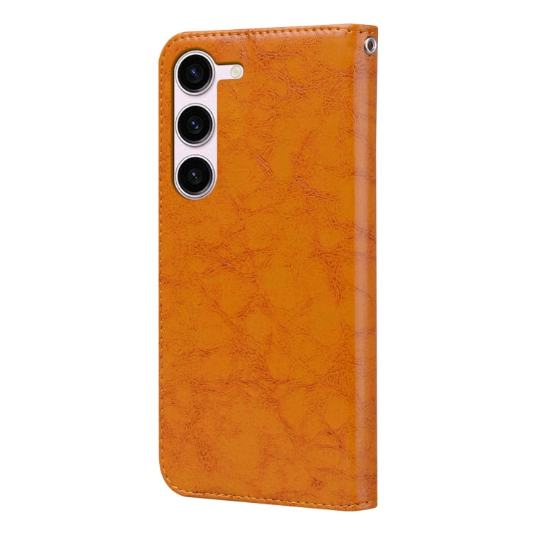 For Samsung Galaxy S24 Oil Wax Texture Shockproof Flip Leather Phone Case(Yellow)