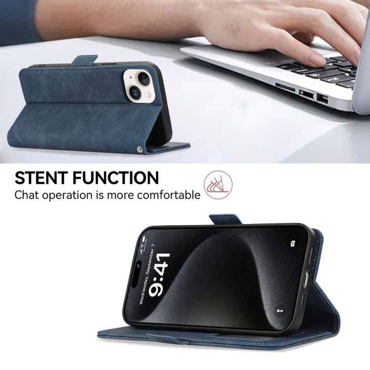 For Samsung Galaxy S24 5G ABEEL Frosted Magnetic RFID Leather Phone Case(Blue)