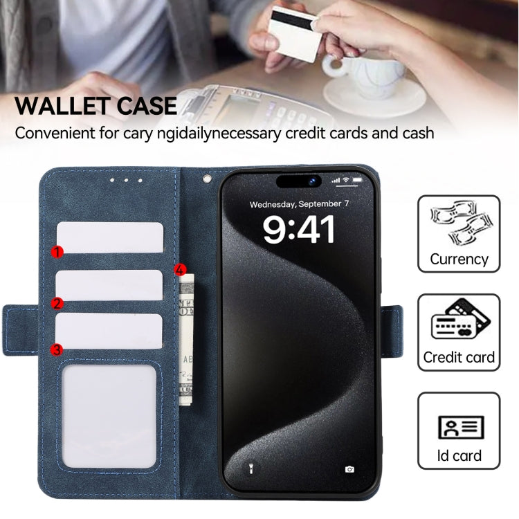 For Samsung Galaxy S24 5G ABEEL Frosted Magnetic RFID Leather Phone Case(Blue)