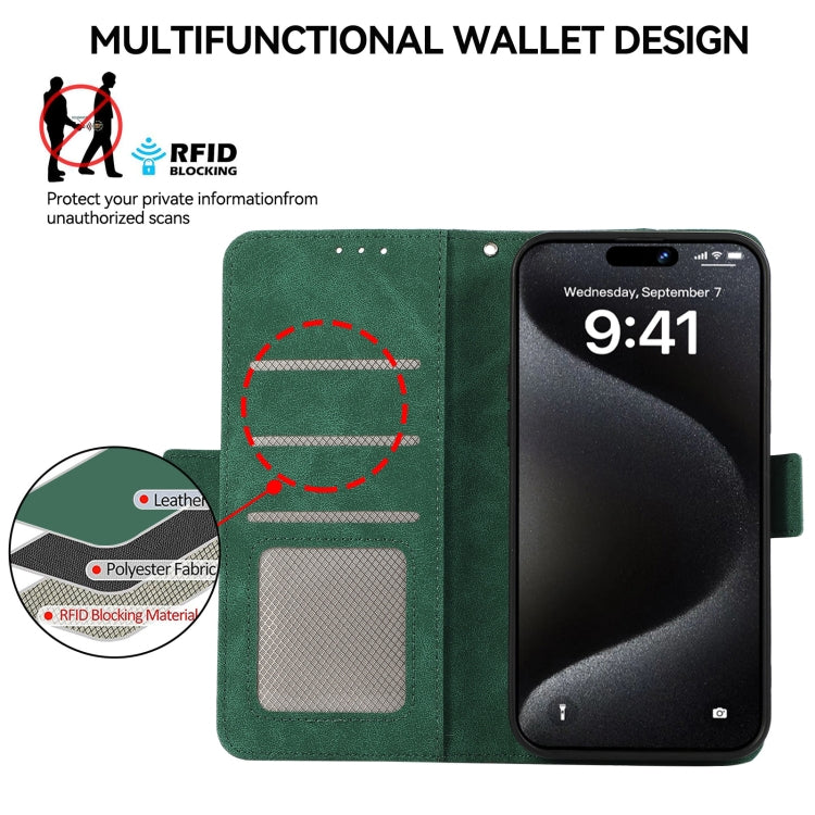 For Samsung Galaxy S24 5G ABEEL Frosted Magnetic RFID Leather Phone Case(Green)