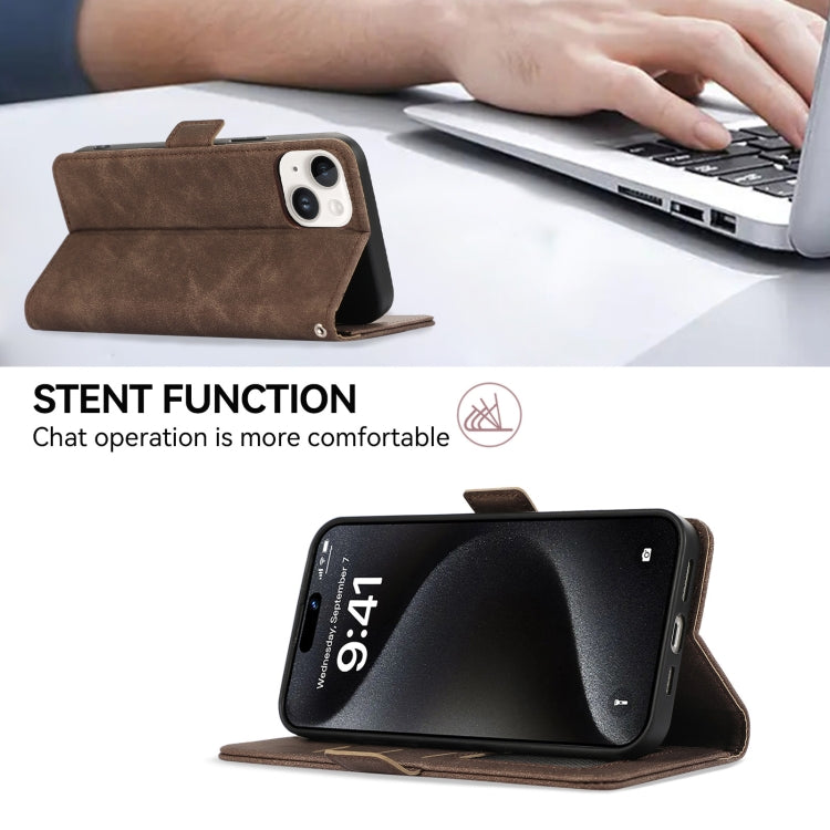 For Samsung Galaxy S24 5G ABEEL Frosted Magnetic RFID Leather Phone Case(Brown)