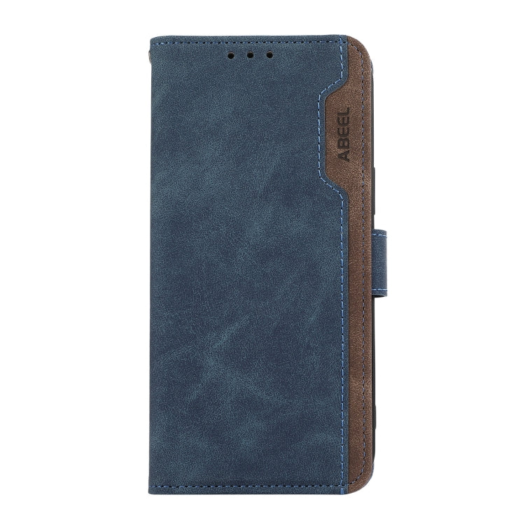 For Samsung Galaxy S24 5G ABEEL Color Block Magnetic RFID Leather Phone Case(Blue-Brown)