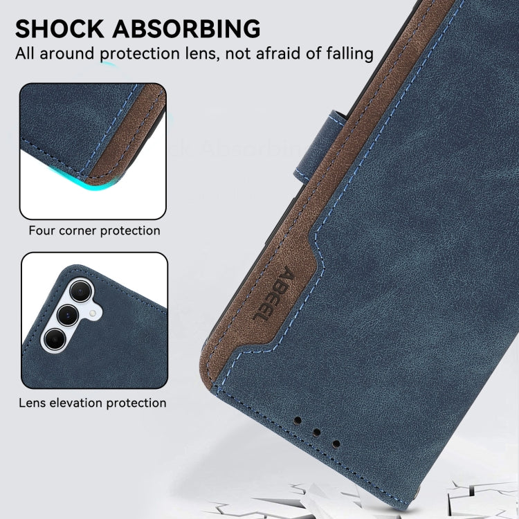 For Samsung Galaxy S24 5G ABEEL Color Block Magnetic RFID Leather Phone Case(Blue-Brown)
