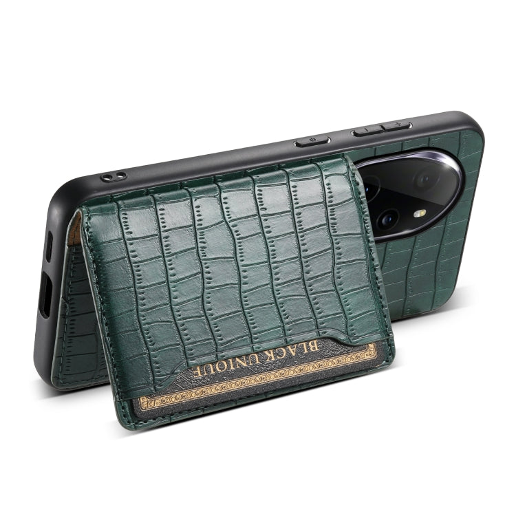 For Honor 100 Pro Crocodile Texture Card Bag Design Full Coverage Phone Case(Green)
