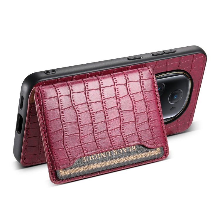 For Honor Magic5 Ultimate Crocodile Texture Card Bag Design Full Coverage Phone Case(Red)