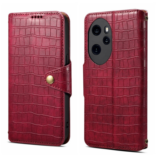 For Honor 100 Pro Denior Crocodile Texture Oil Edge Leather Phone Case(Rose Red)