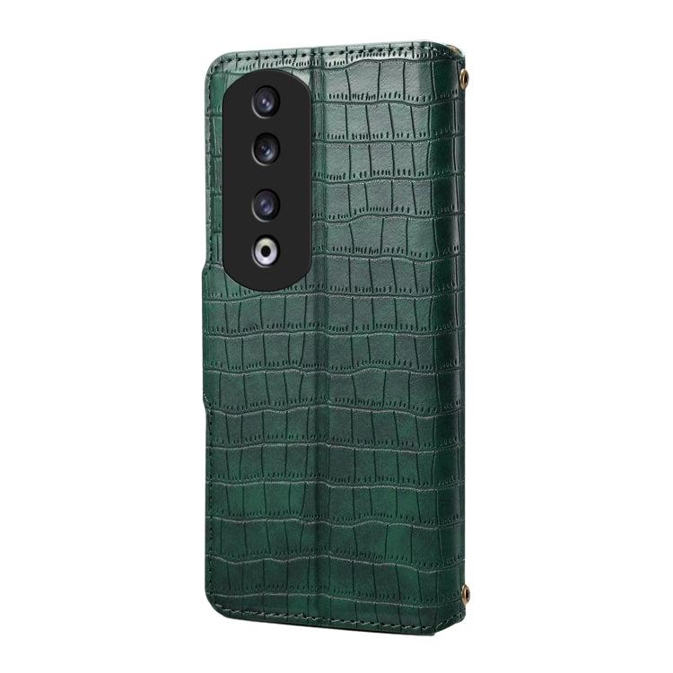 For Honor 90 Pro Denior Crocodile Texture Oil Edge Leather Phone Case(Green)
